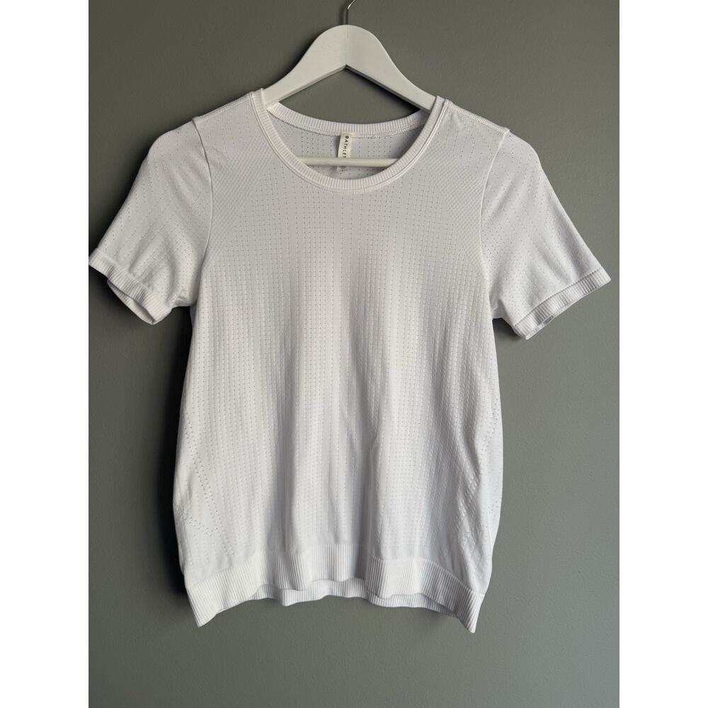 Athleta White Perforated Short Sleeve Athletic Top Size Small Performance Basic